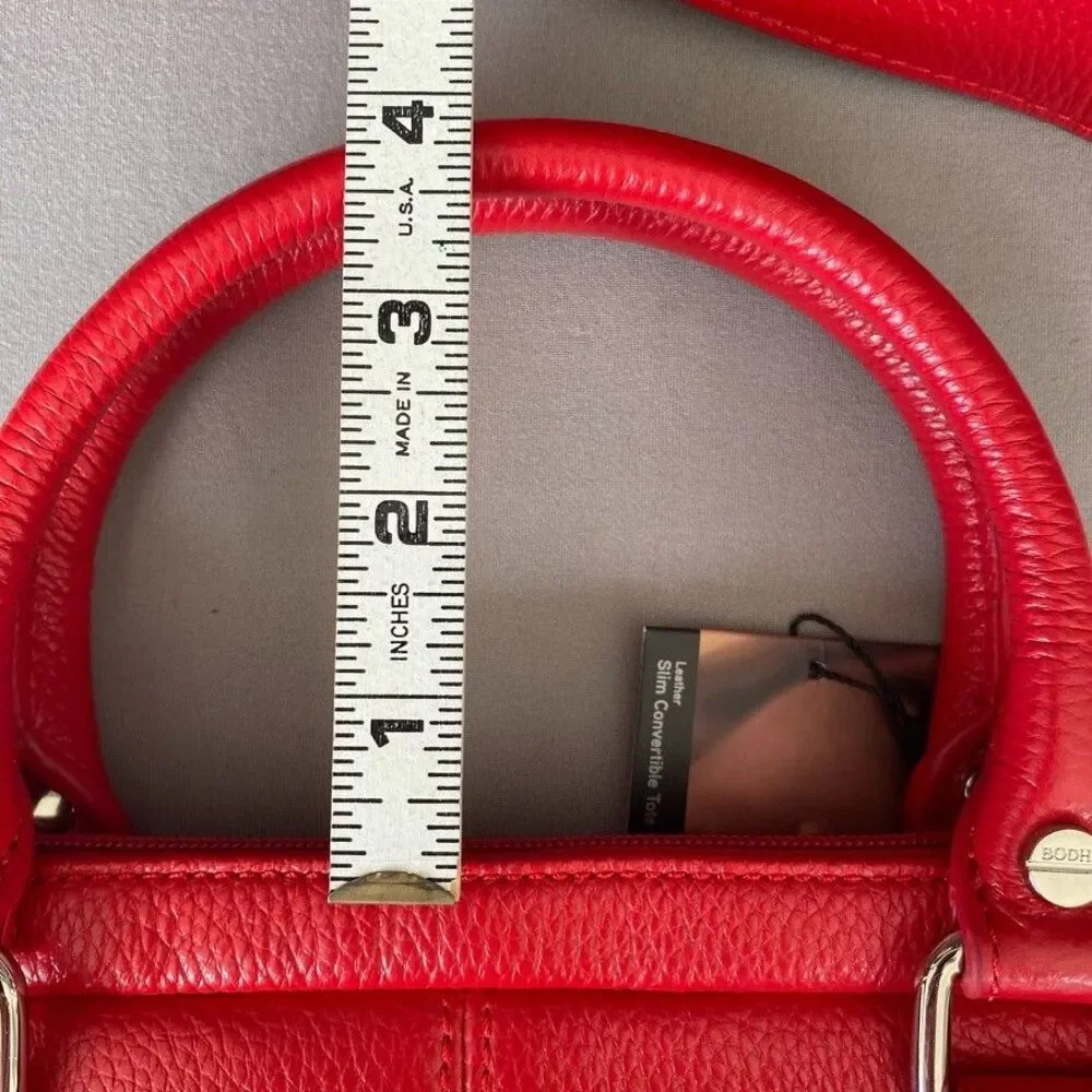 NWT BODHI Tech Collection Red Leather Laptop Tote MacBook iPad Bag 13